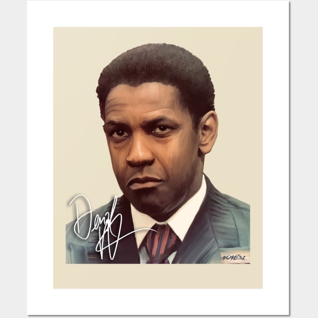 Denzel Washington Signed Portrait Wall Art by Nonesz Workshop